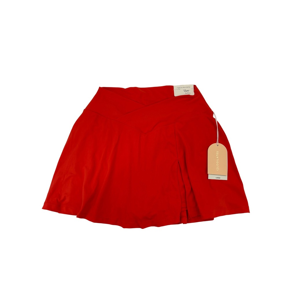 NWT Blogilates Red Crisscross Slit Skort Athletic Tennis Skirt Large